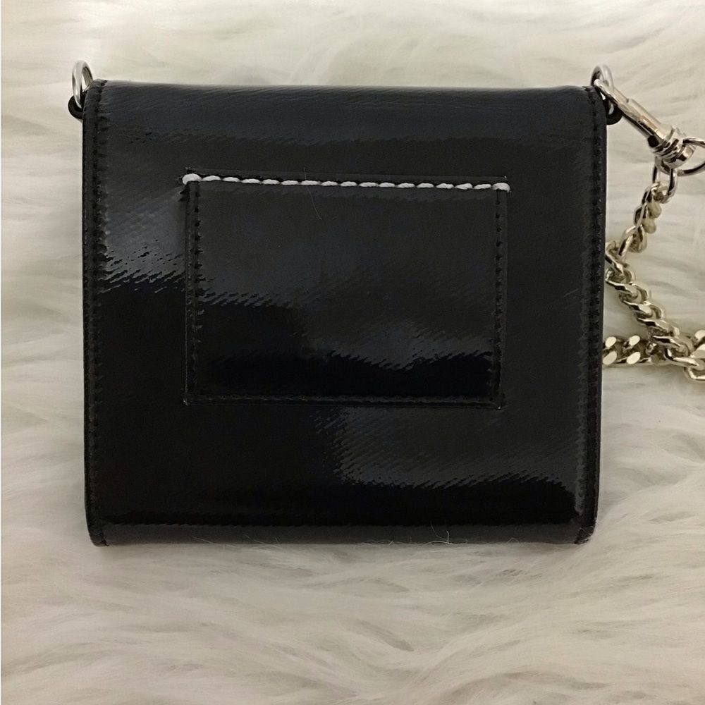 MM6 Maison Margiela Logo Black Folding Small Wallet On A Chain - Picture 3 of 16